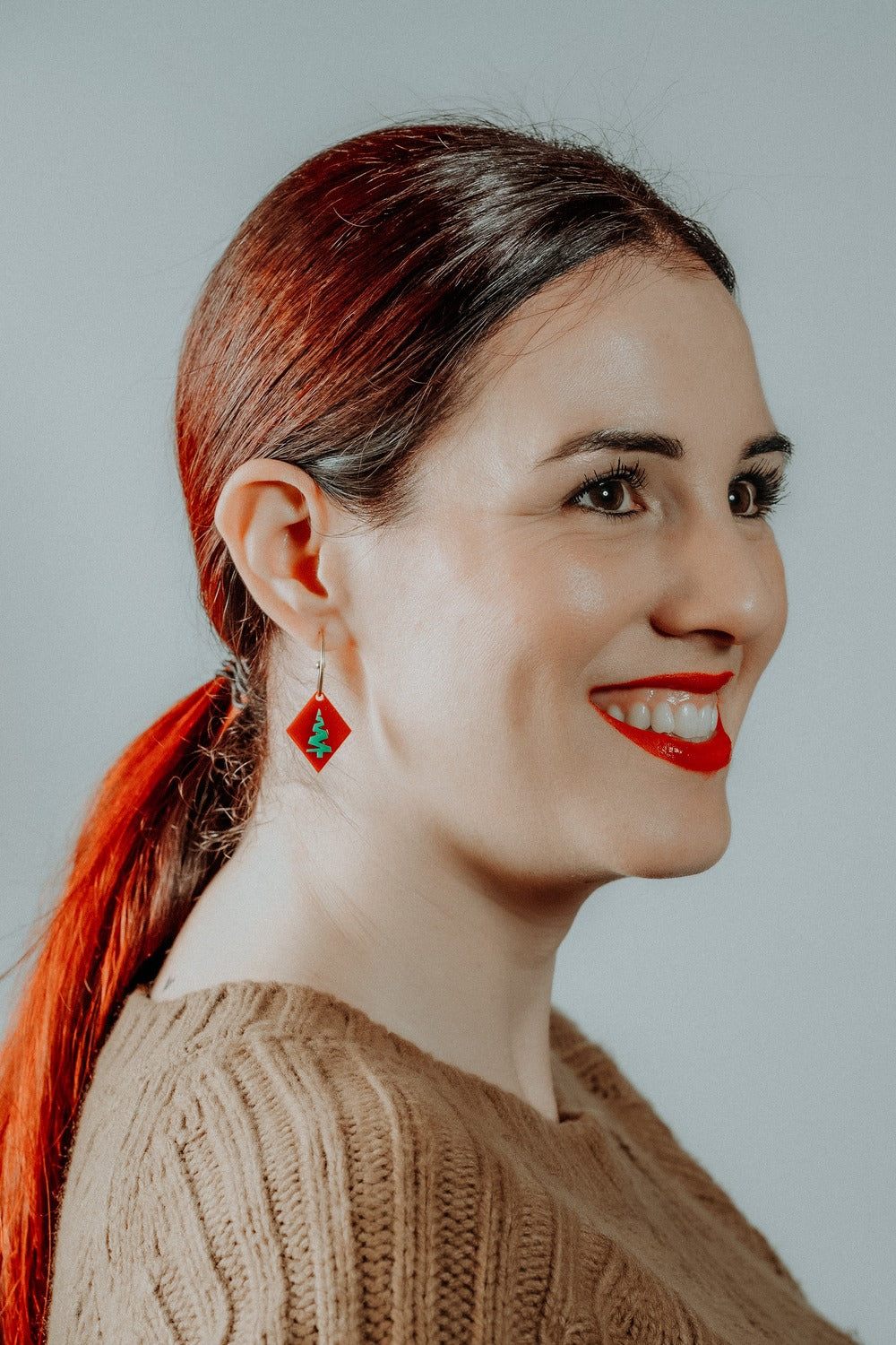 Pendientes Metacrilato Arbolito Rojo y Verde