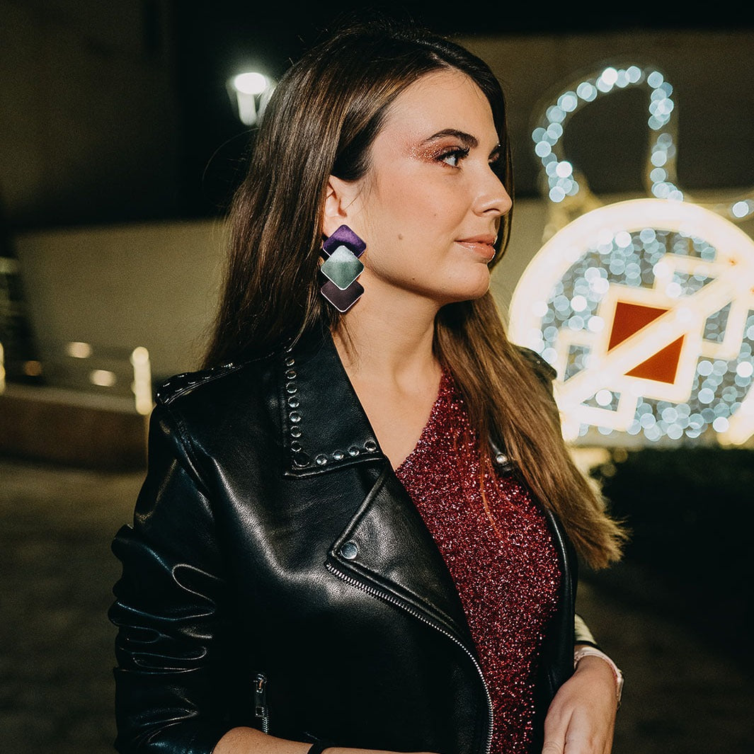 Pendientes Metacrilato Multicolor Geométrica