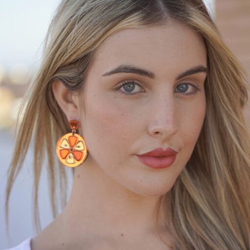 Pendientes de metacrilato NARANJA hechos a mano