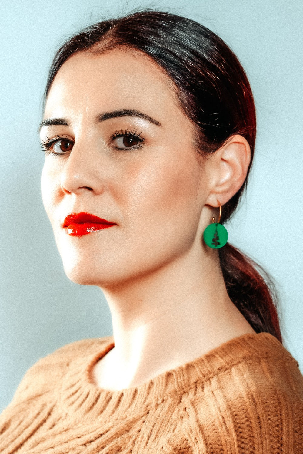 Pendientes Metacrilato Arbolito Rojo y Verde