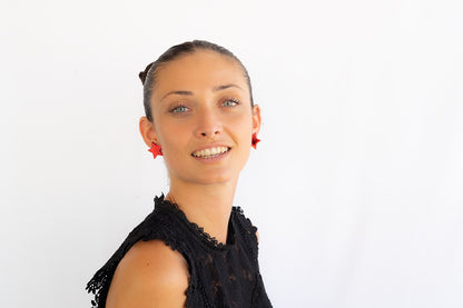 Pendientes Metacrilato y Plata Mini Red Stars