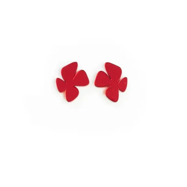 Pendientes Metacrilato y Plata Mini Flores Rojas