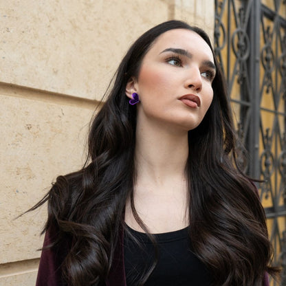 Pendientes Metacrilato de Corazón Morados