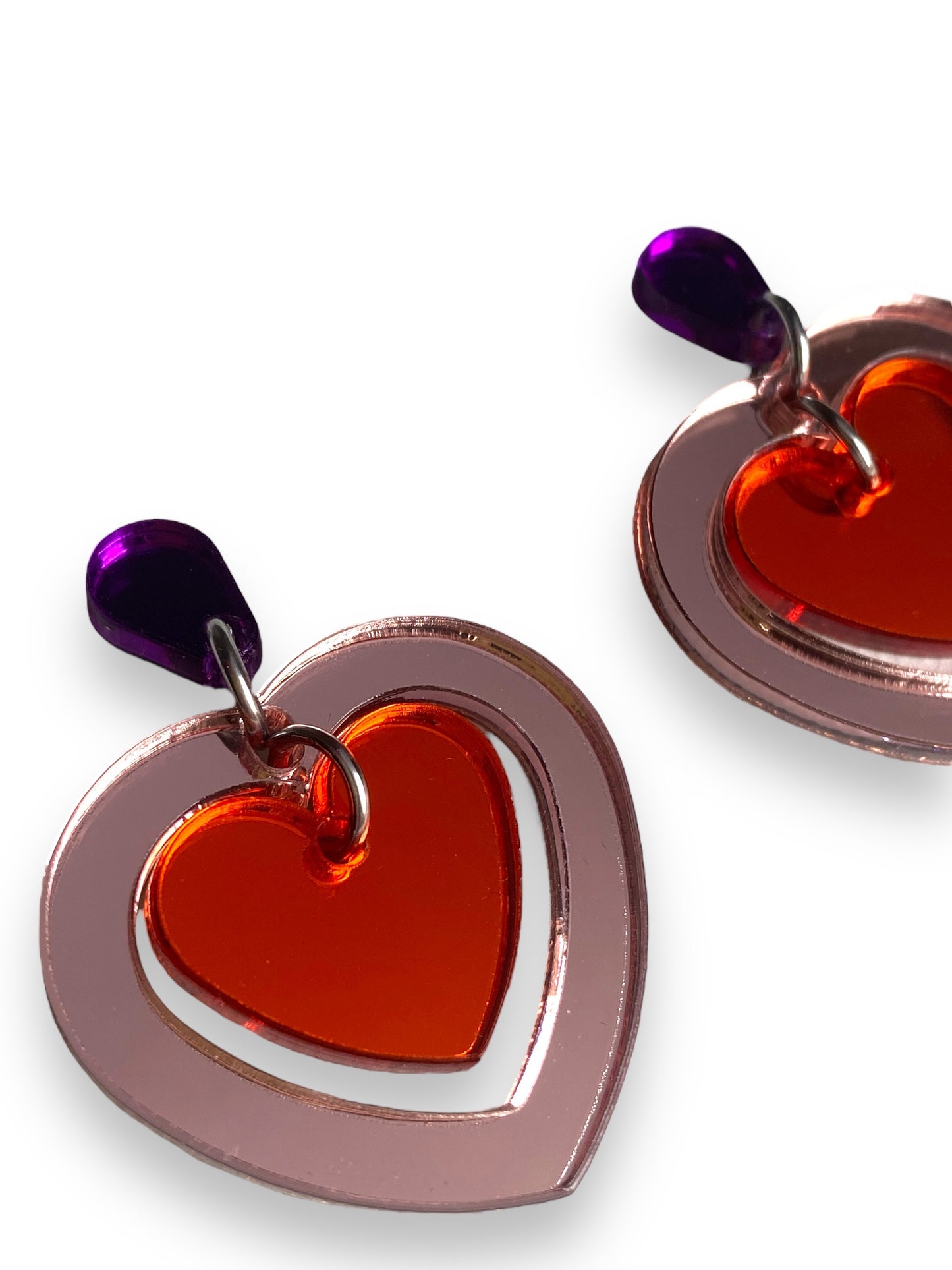 ALBA Pendientes Metacrilato Corazones Rojos Alba