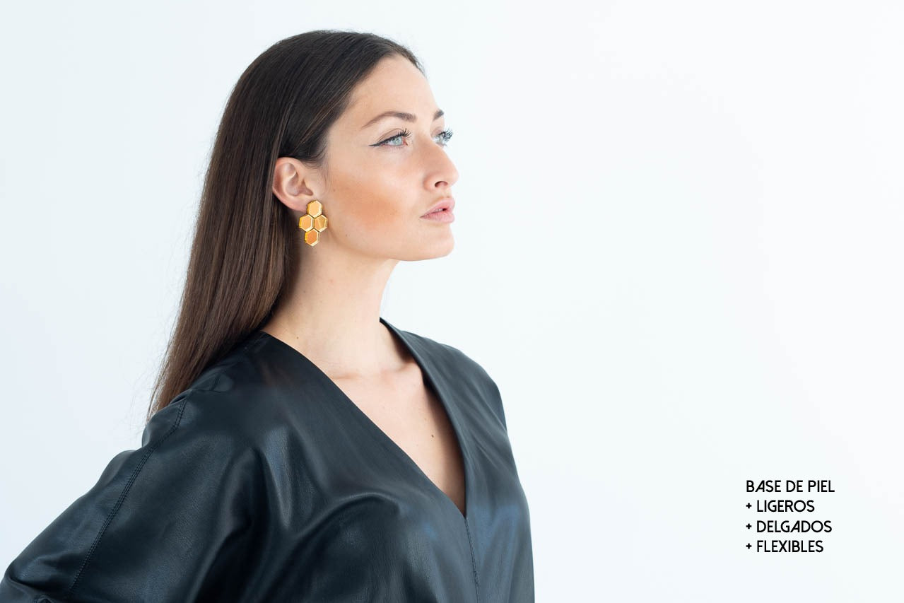 ICE DORADO Pendientes Metacrilato Dorados Hexagonales