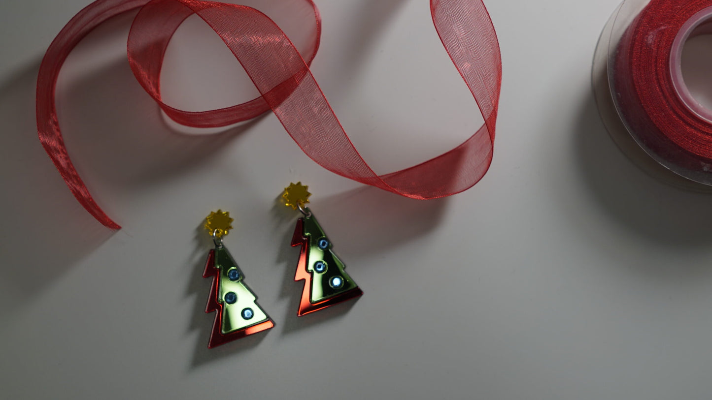 Pendientes Metacrilato Arbol Navideño Rayo