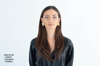 ICE DORADO Pendientes Metacrilato Dorados Hexagonales