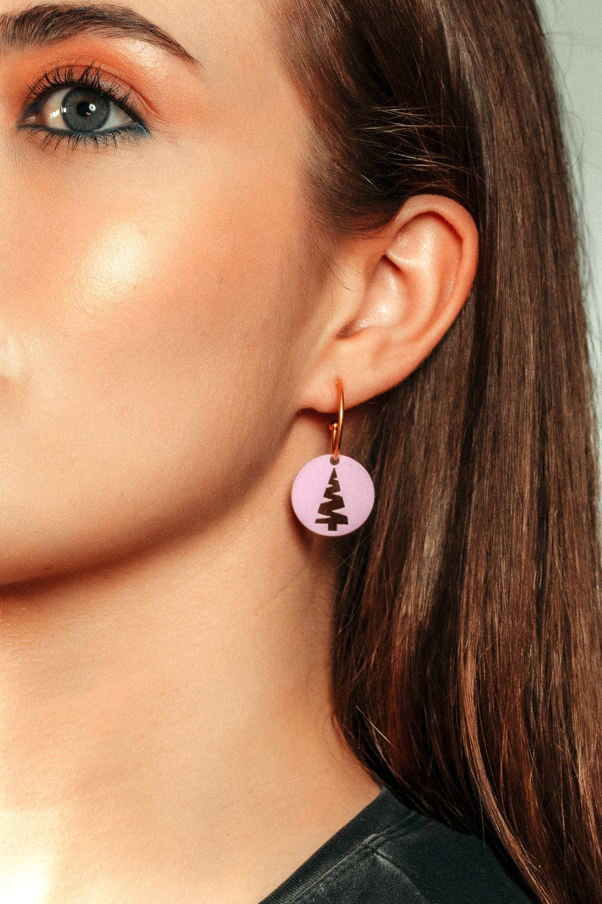 Pendientes Metacrilato Arbolito Rosa y Blanco
