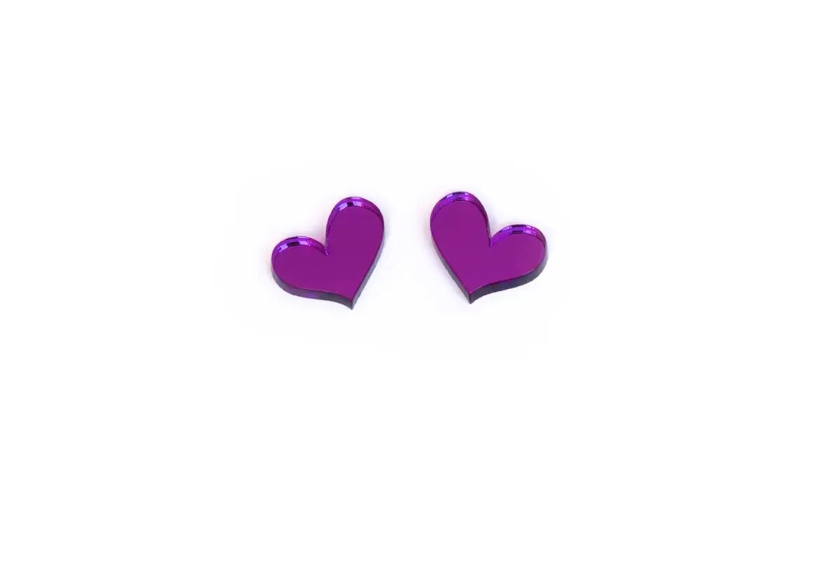 Pendientes Metacrilato de Corazón Morados