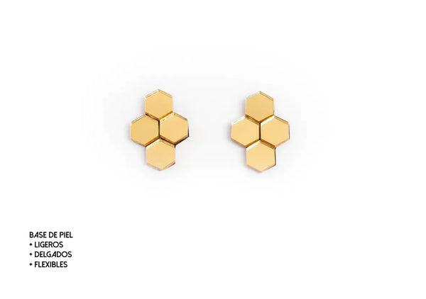 ICE DORADO Pendientes Metacrilato Dorados Hexagonales