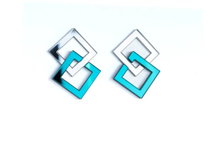 CHAIN TURQUESA Pendientes Metacrilato Eslabones Geométricos