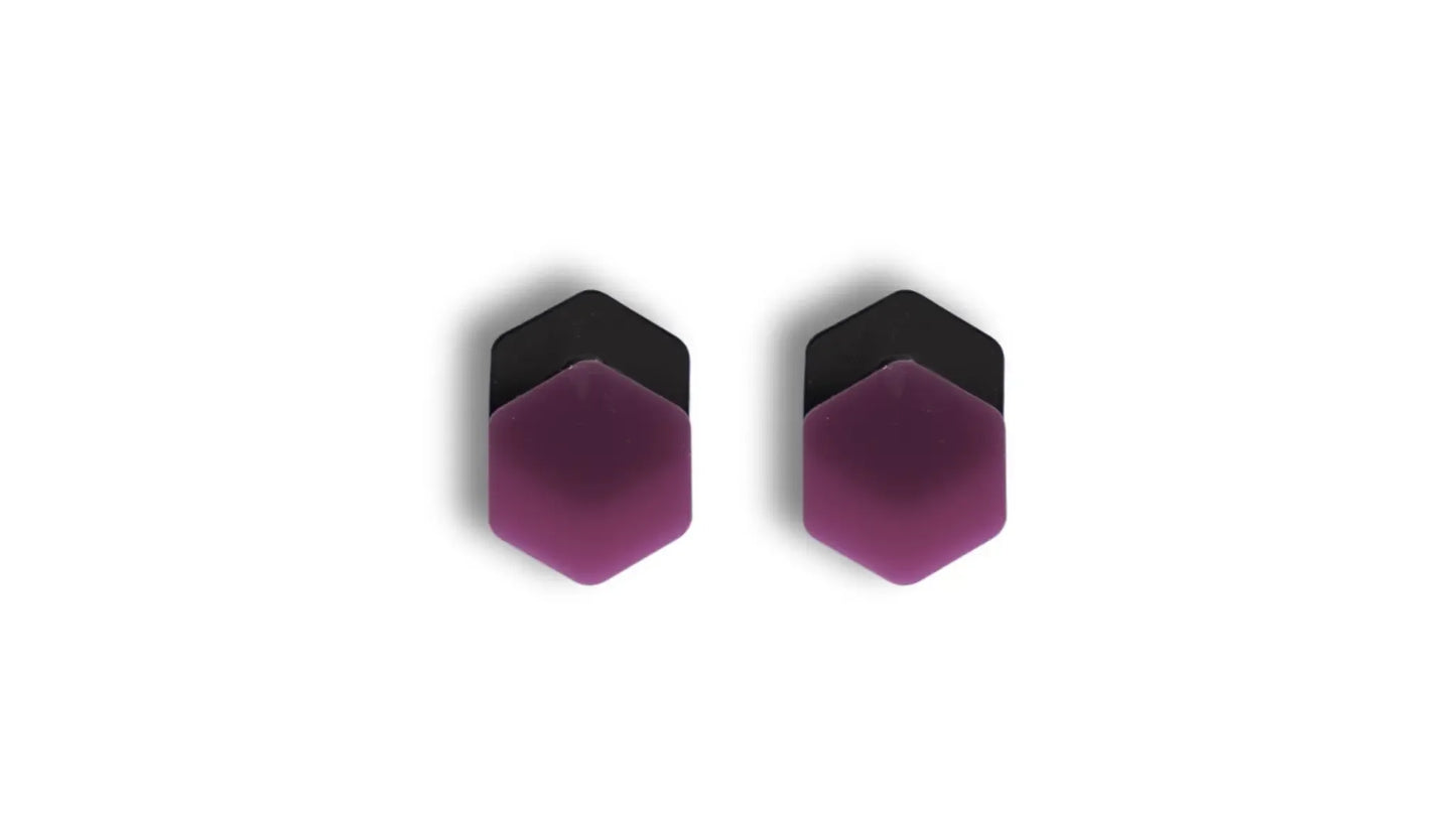Pendientes Metacrilato Morado Hexagon