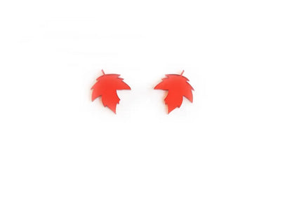 Pendientes Metacrilato y Plata Hoja Roja