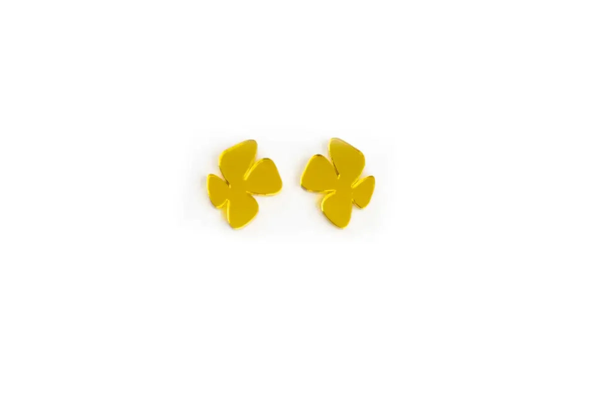 Pendientes Metacrilato y Plata Mini Flores Amarillas