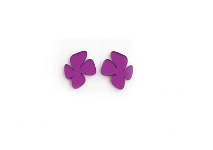Pendientes Metacrilato y Plata Mini Flores Púrpura