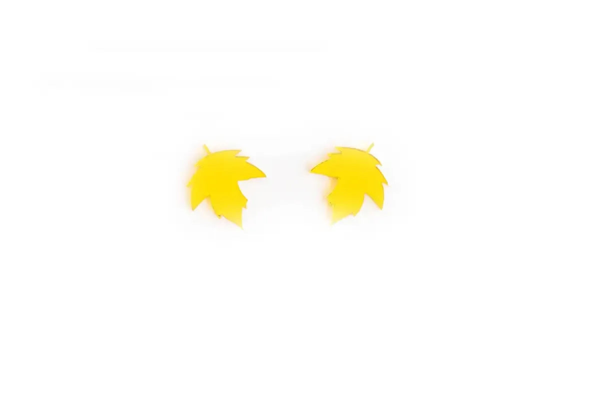 Pendientes Metacrilato y Plata Mini Hojas Amarillas