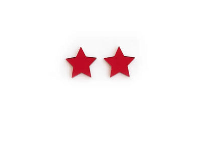 Pendientes Metacrilato y Plata Mini Red Stars