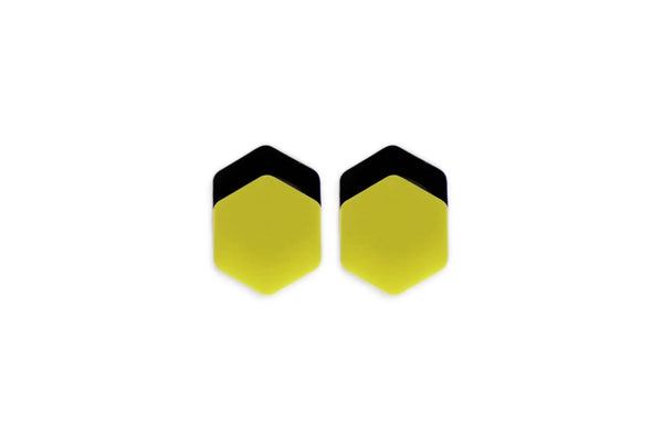 Pendientes Metacrilato Yellow Hexagon