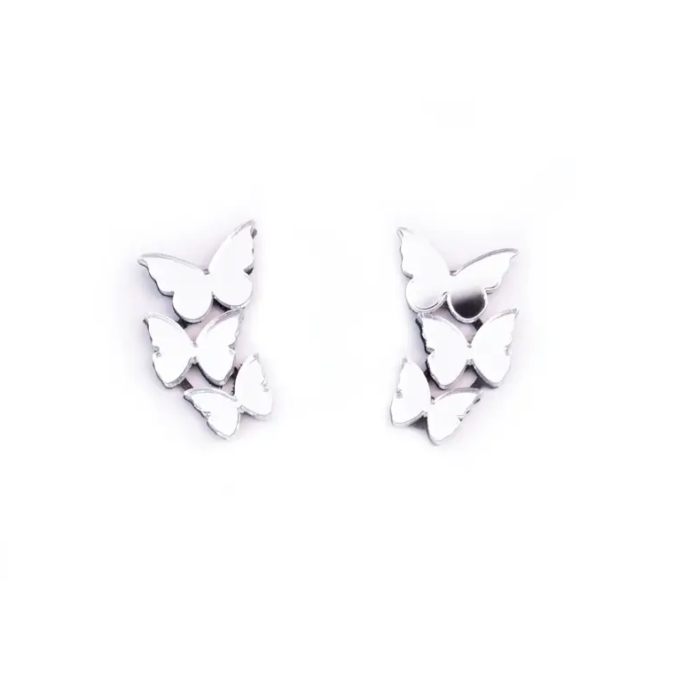 pendientes en metacrilato plata mariposas
