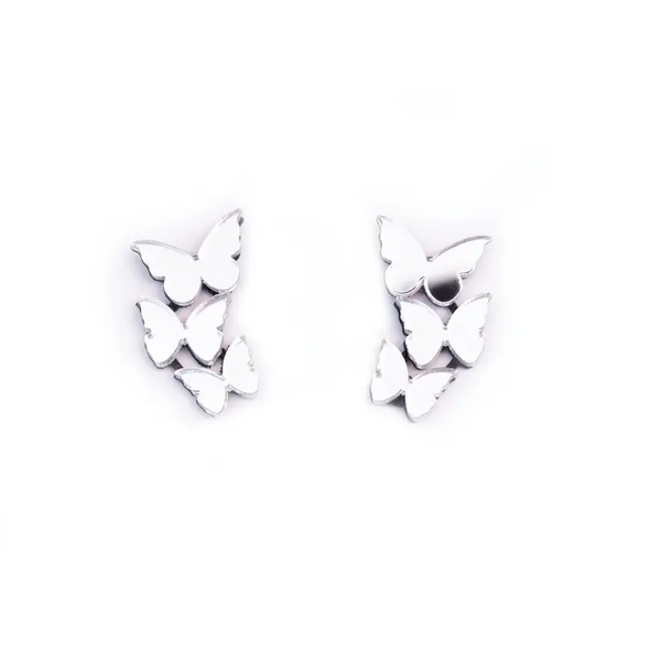 pendientes en metacrilato plata mariposas